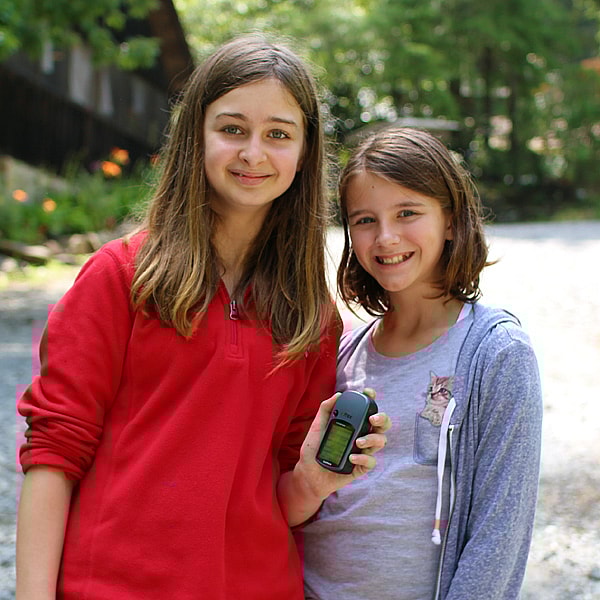 Camp girls geocaching