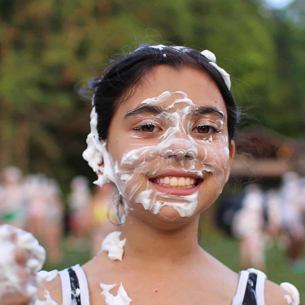 summer camp girl shaving cream