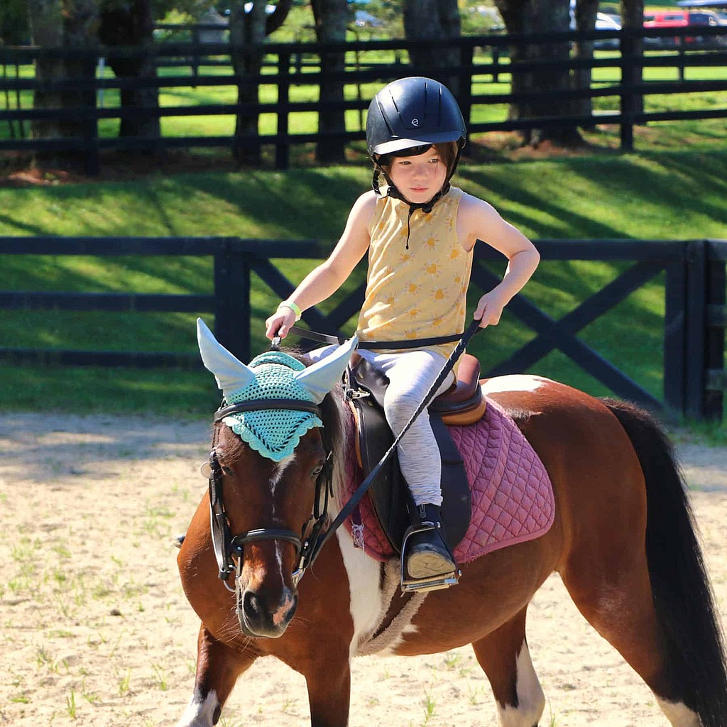 Small summer camp horse rider