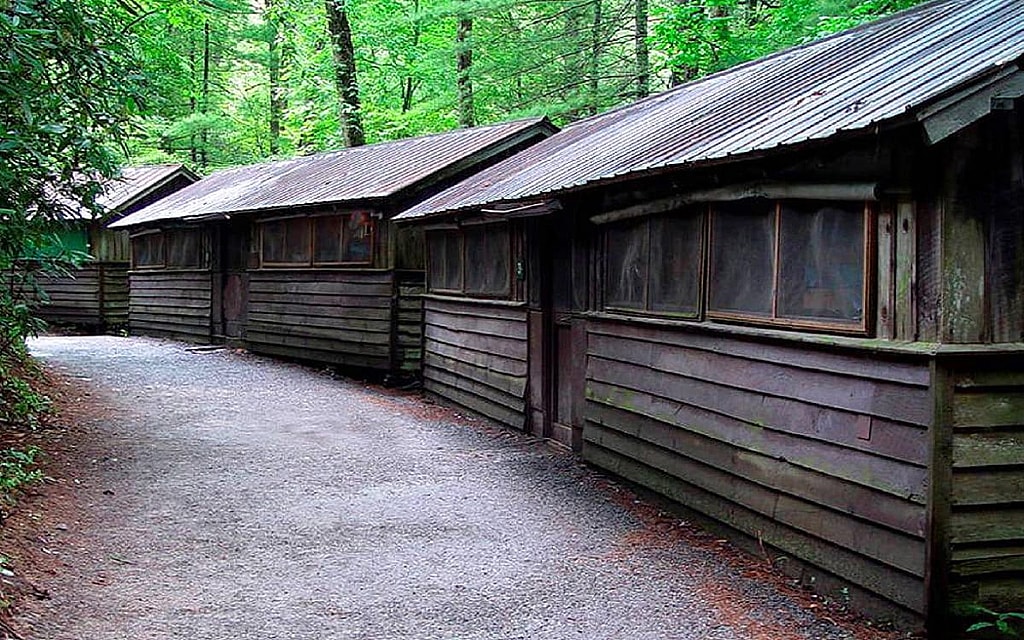 row of cabins at Rockbrook Camp