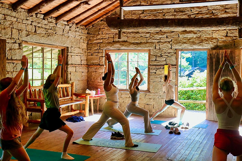 summer camp yoga session