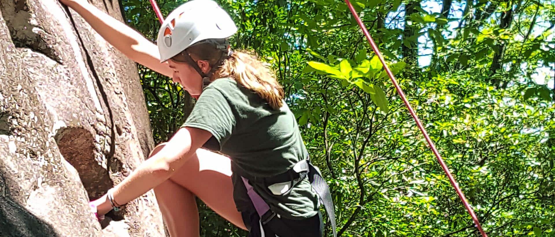 camp rock climbing girl