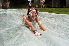 Girl camp slip n slide