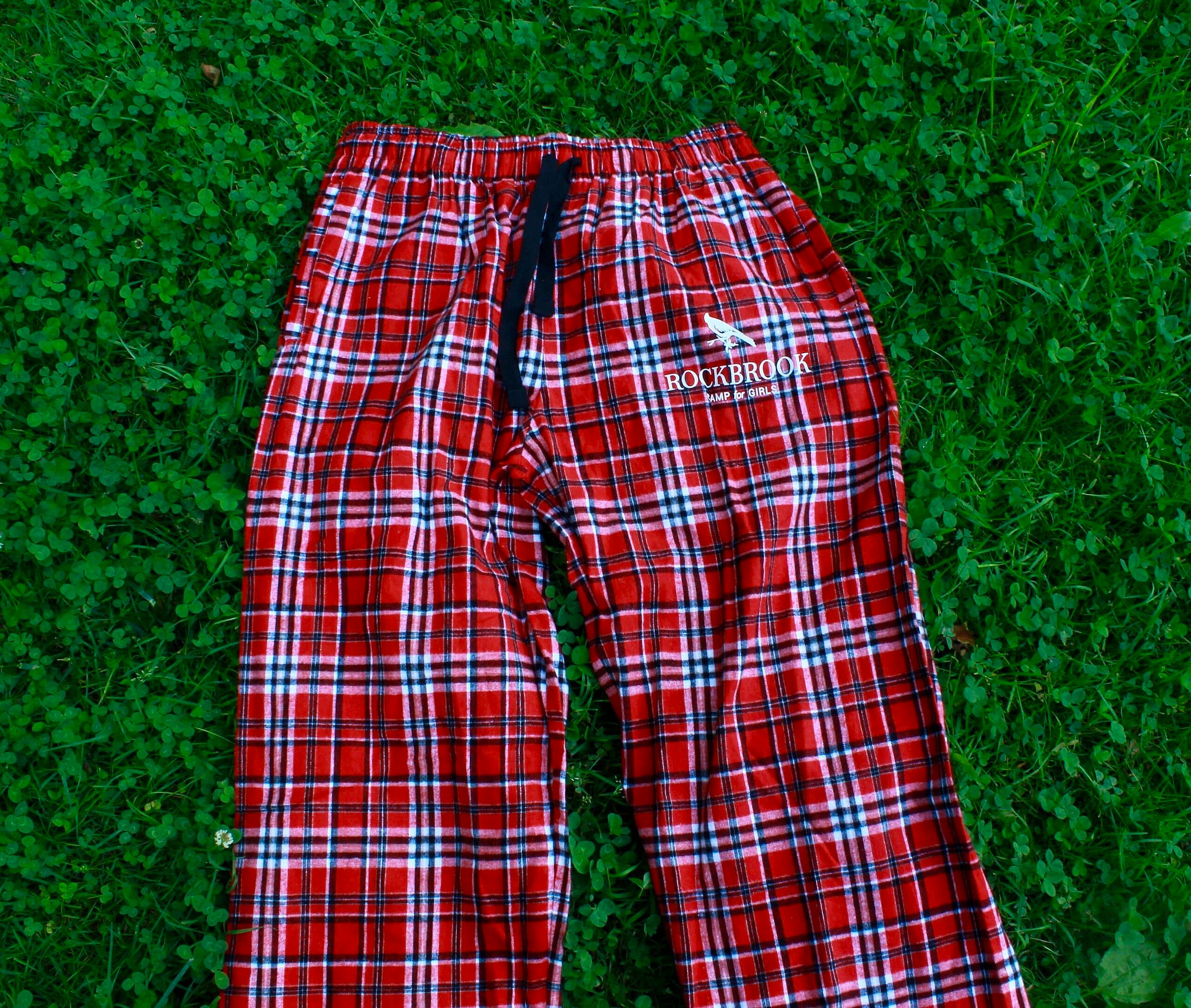 flannel pj pants on grass