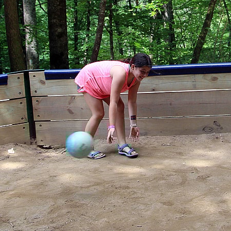 Gaga Ball playing kid