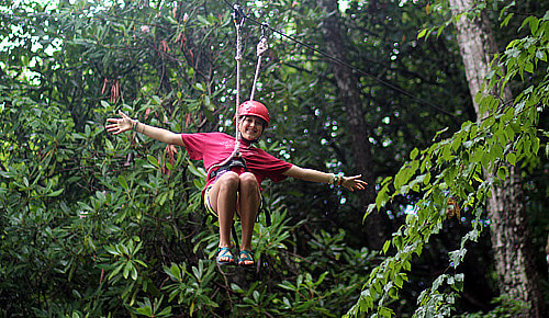Zip Line Girl flying