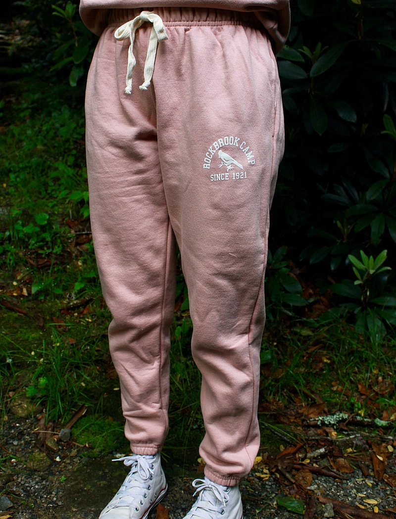 light pink sweatpants modeled