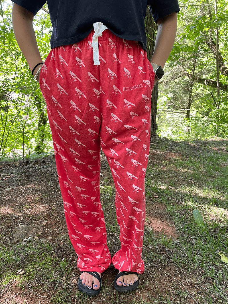 red pajama pants with RBC bird
