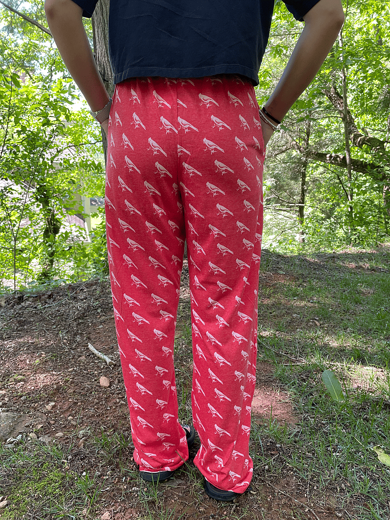 red pajama pants with RBC bird