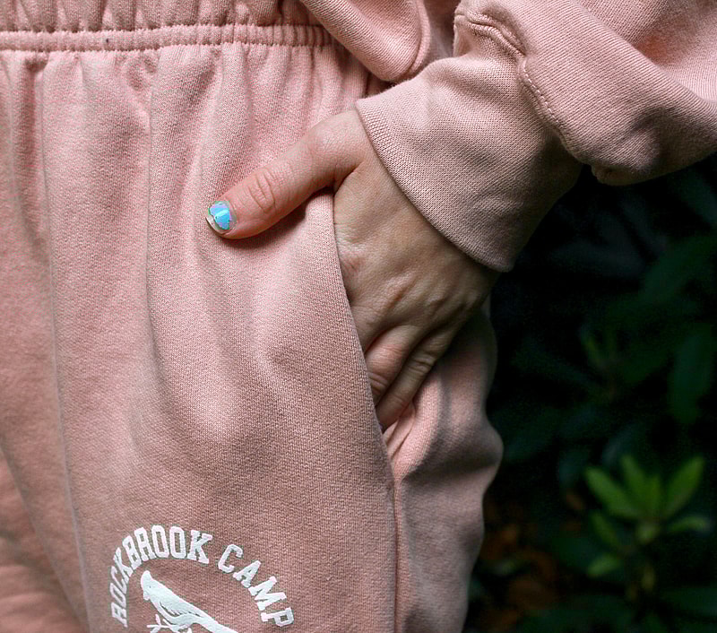light pink sweatpants pocket