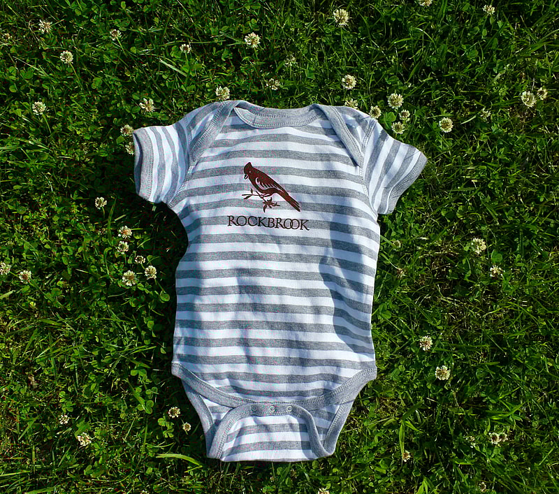 white with stripes onesie