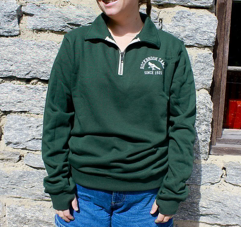 1/4 green zip modeled