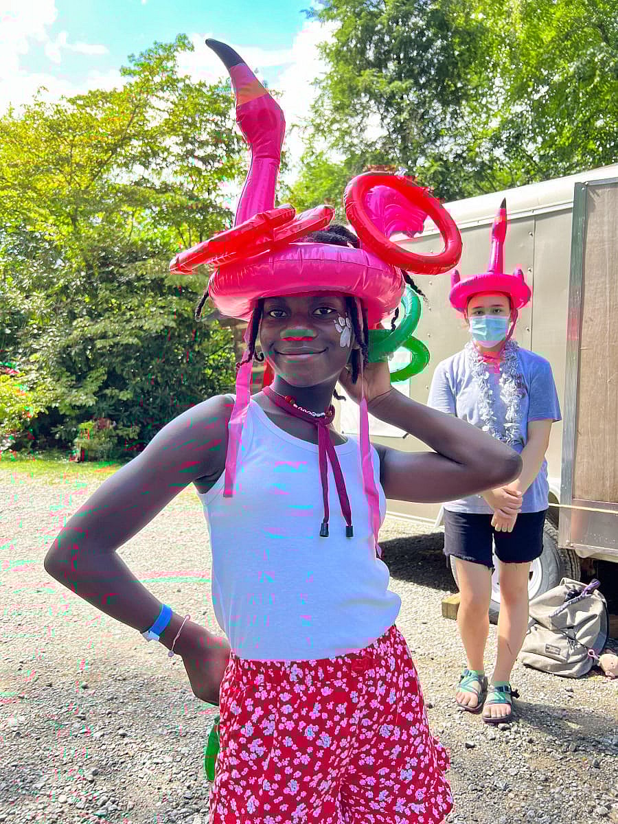 flamingo hat kid
