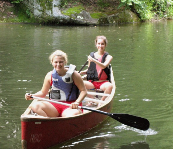 Canoeing Girls at Summer Camp
