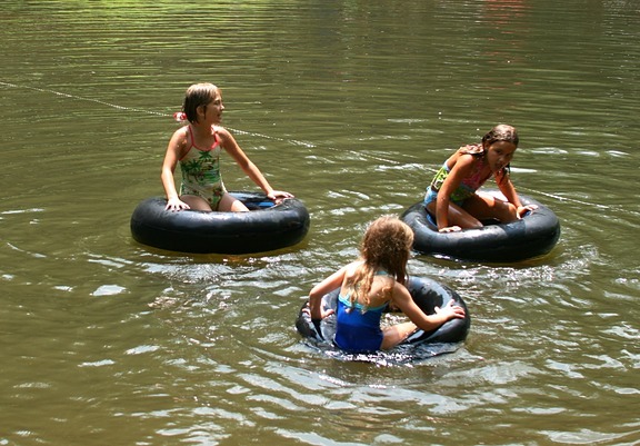 Children Playing in Camp Lake