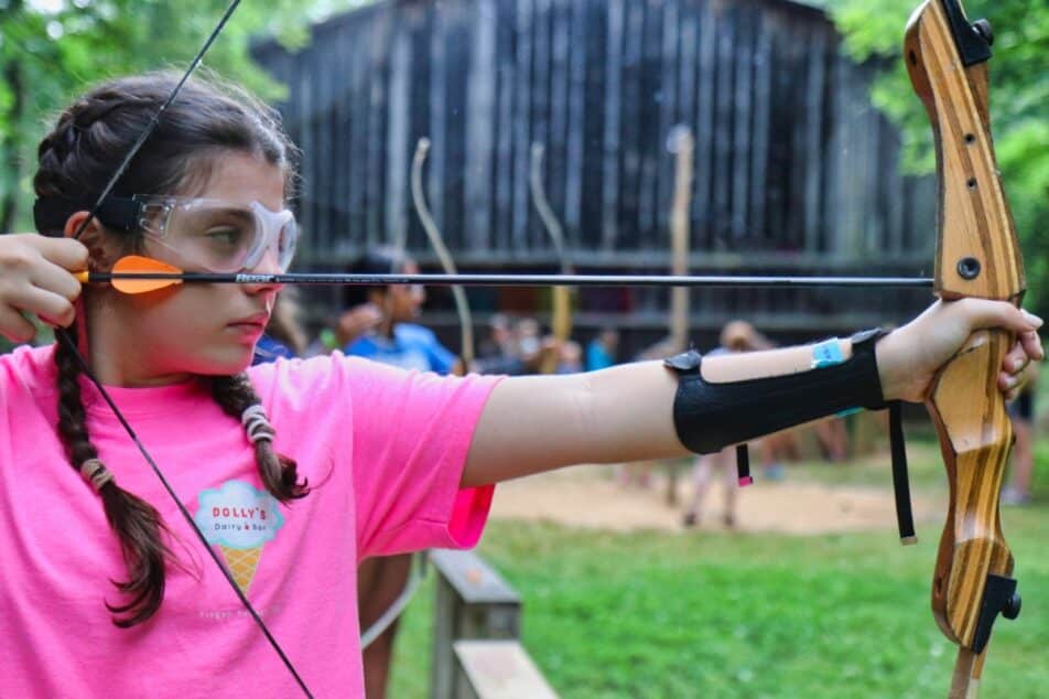 Aiming an archery arrow