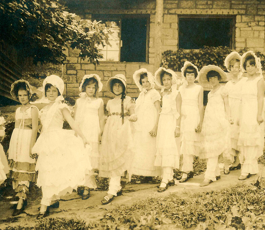 little girls dressed up at summer camp