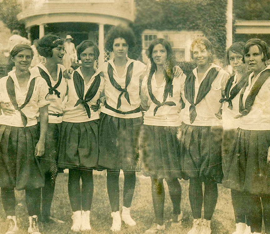 very old photo of teens at rockbrook camp