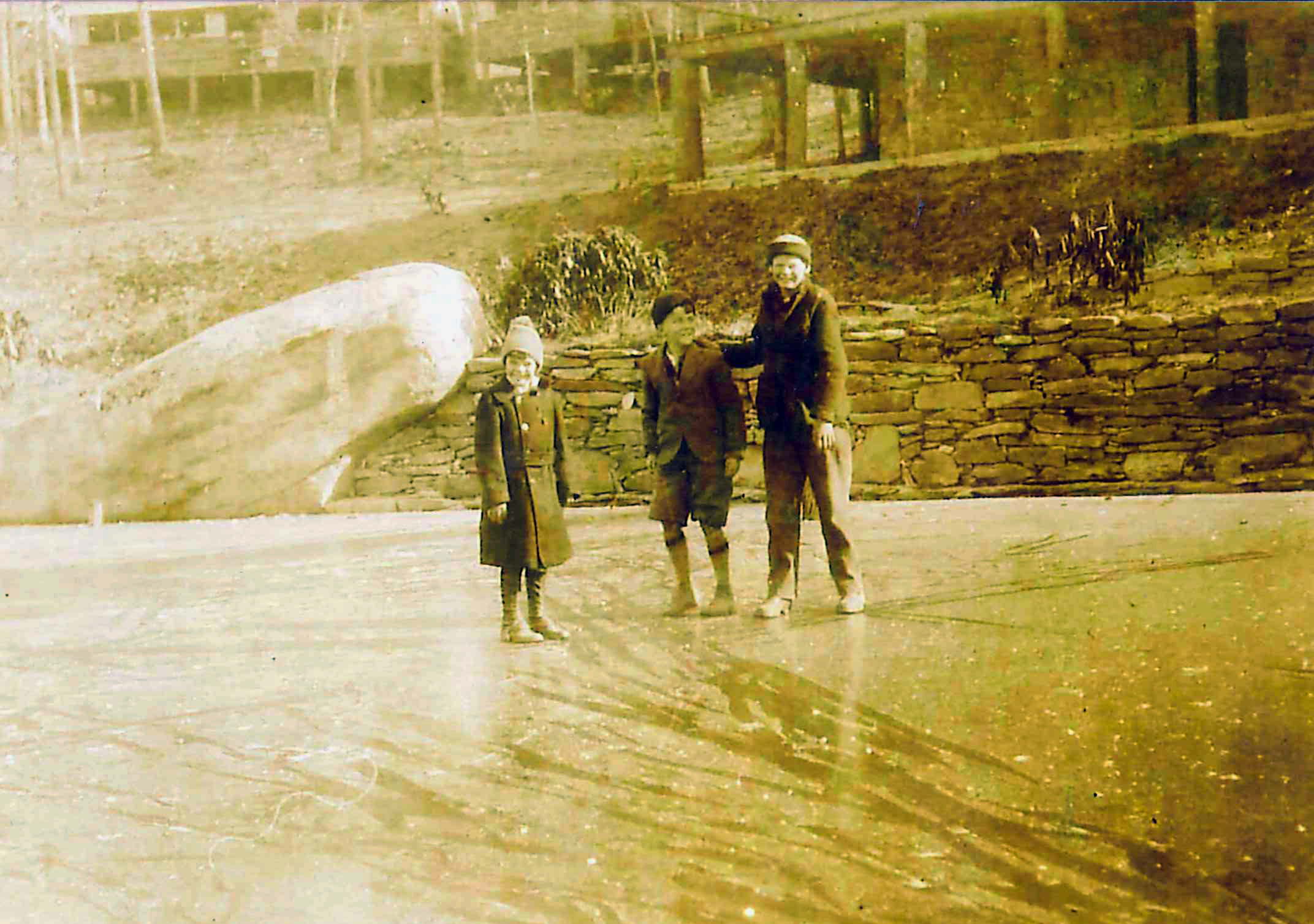 Ice skating on Rockbrook Camp lake