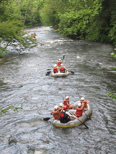 Nantahala River whitewater rafting trip for camp girls