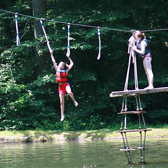 Girls camp waterpark climbing