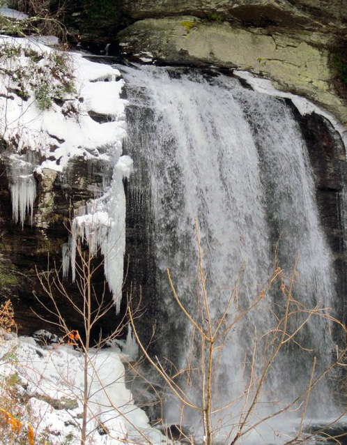 Snow Waterfall Near Camp
