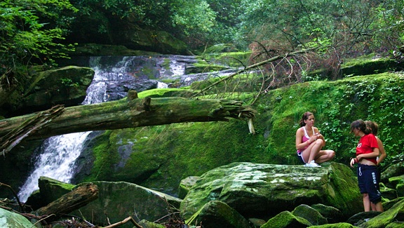 Rockbrook campers enjoy a visit to Rockbrook falls