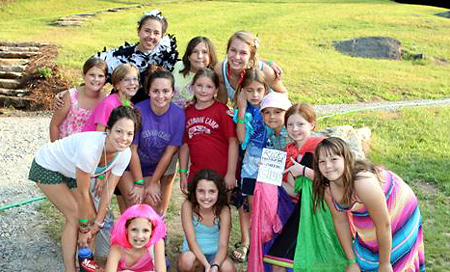 Dressed up little girls at camp