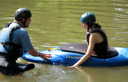 Camper girl kayaking clinic