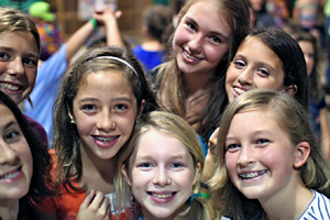 Girls dancing at middler camp dance