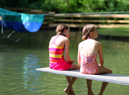 Camp kids waiting for swimming