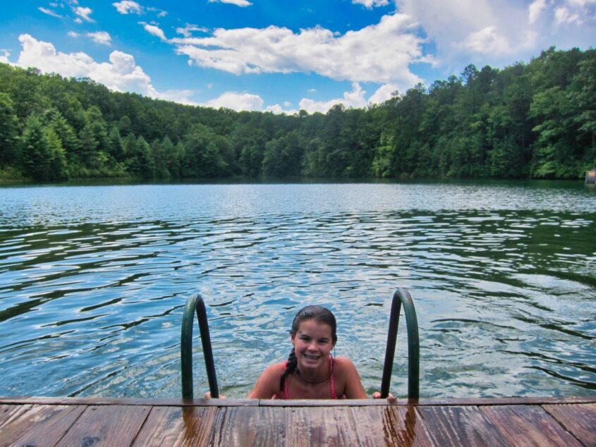 swimming in camp lake