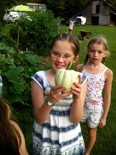 camp harvesting squash