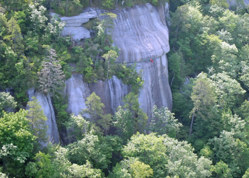 Camper rock climbing on Castle Rock at Rockbrook