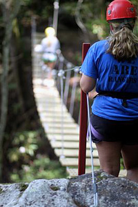 Rockbrook's bridge to start the zip line