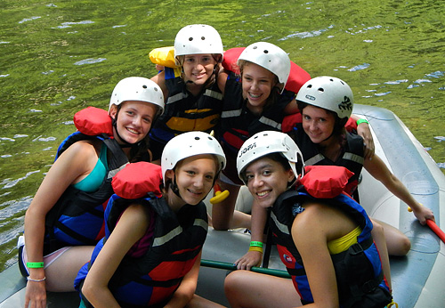 camp girls rafting the nantahala river