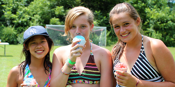 three girls with snow cones