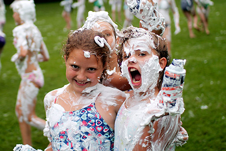 Camp Girls with shaving cream