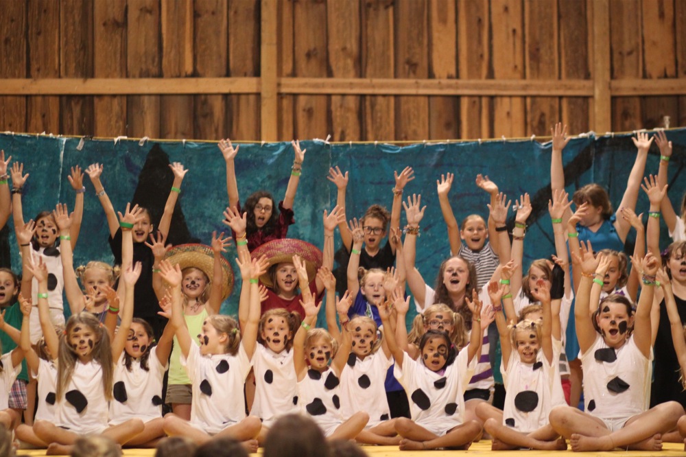 joyful camp girls in play