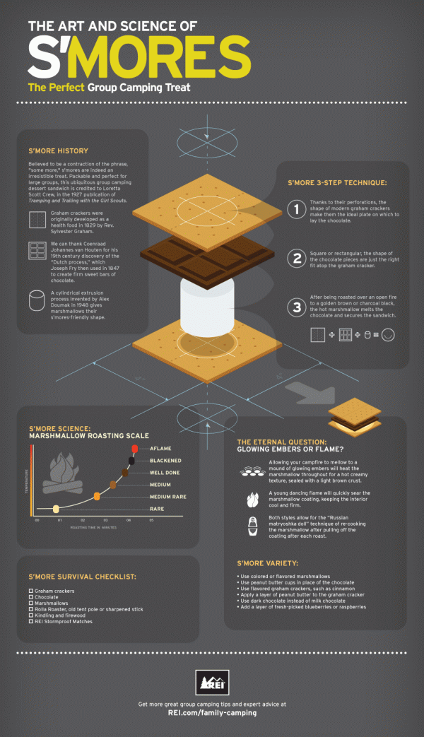 An infographic showing how to make a s'more