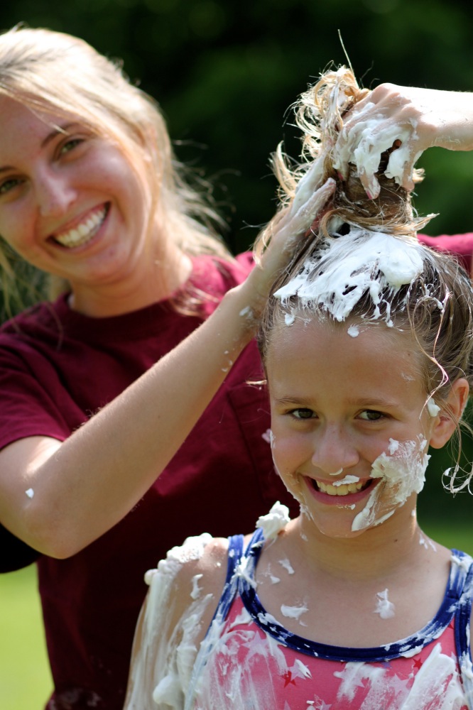 shaving cream in hair