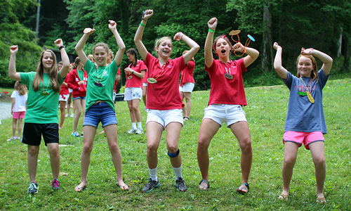 Camp girls cheering