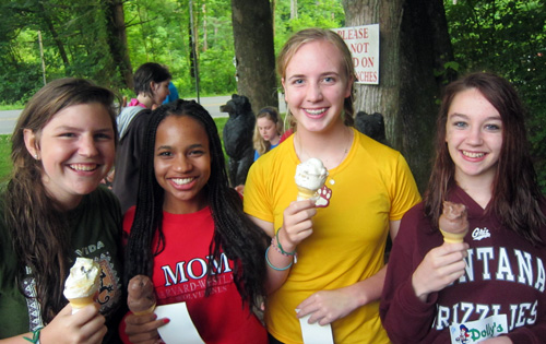 Camp girls at Dolly's Dairy Bar