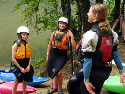 Kids kayaking at camp