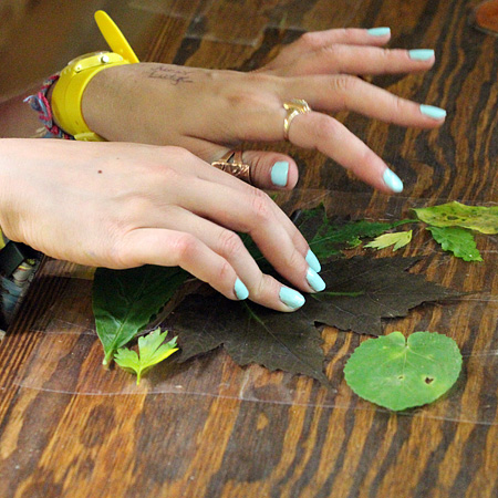 Leaf Pressing at summer camp