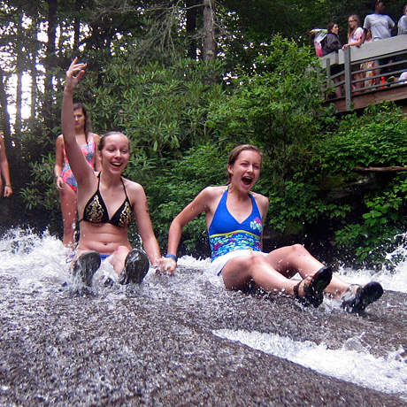 happy Sliding Rock girls