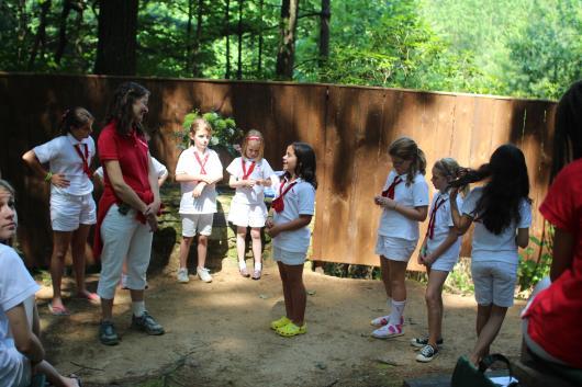 Camp girls outdoor ceremony