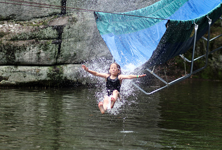 Girl plunges down water slide