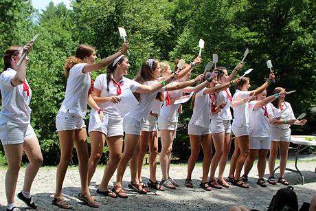 Girls camp outdoor assembly