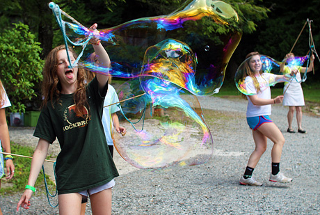 Huge Bubble blowing girls